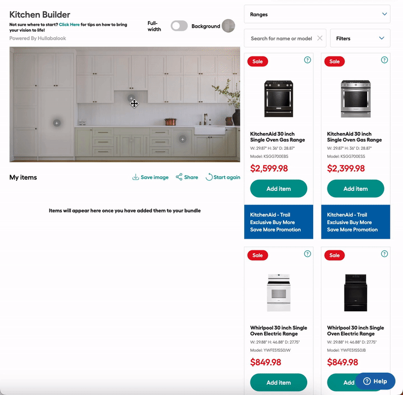Trail Appliances - Kitchen Builder